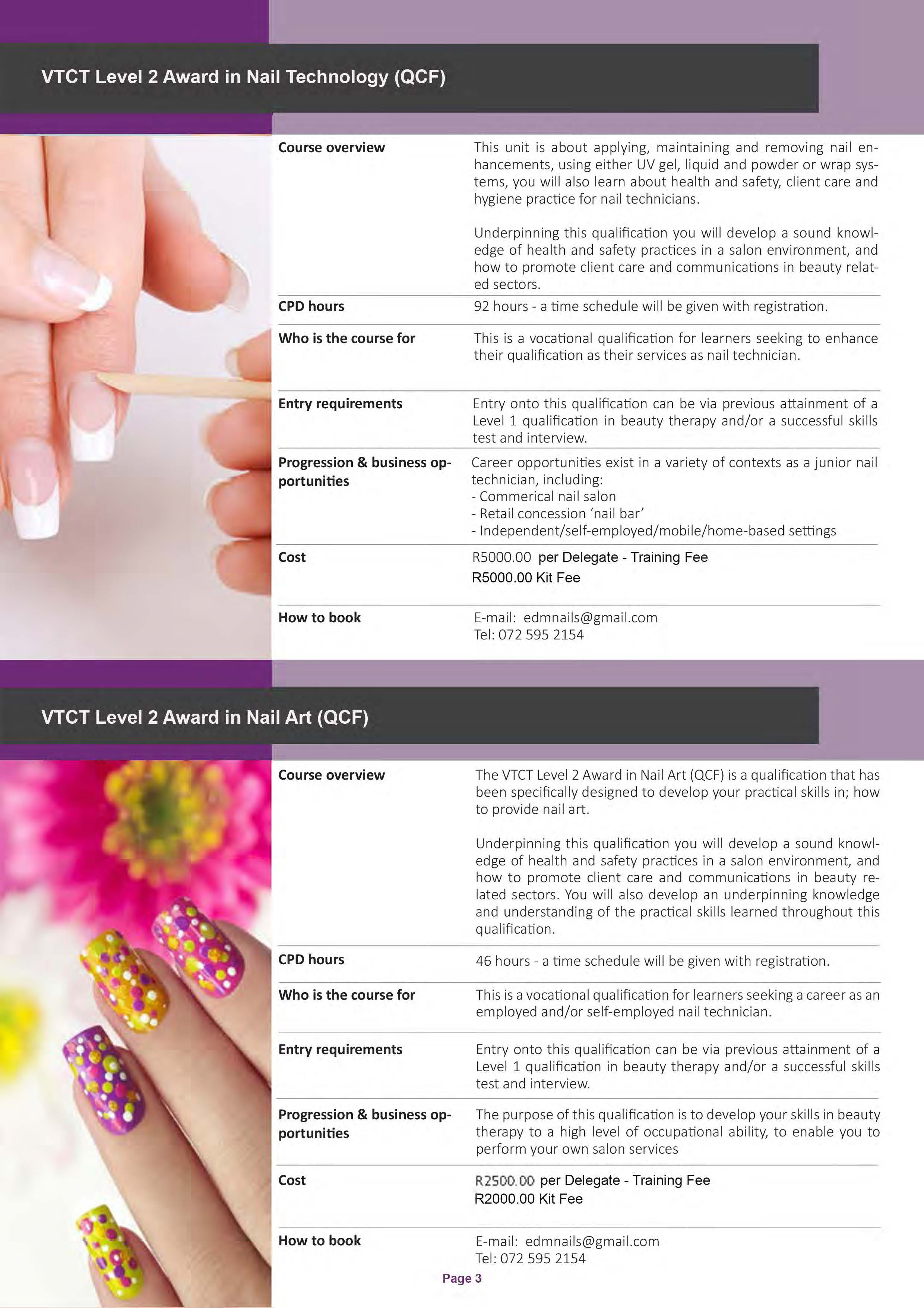 VTCT Level 2 Award in Nail Technology and VTCT Level 2 Award in Nail Art